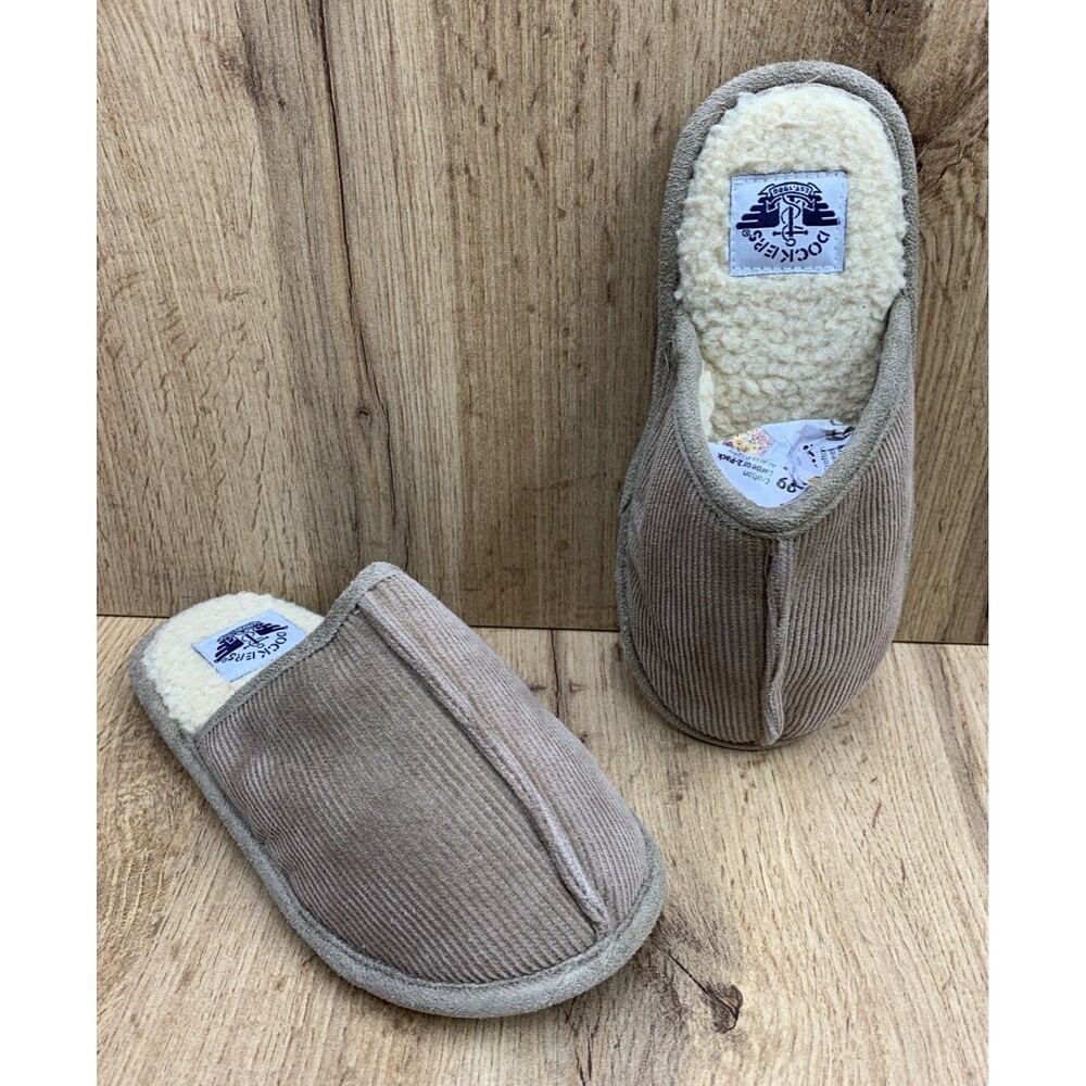Dockers Boys Brown Split Toe Slippers Fur Footbed Slide On Size 13 M